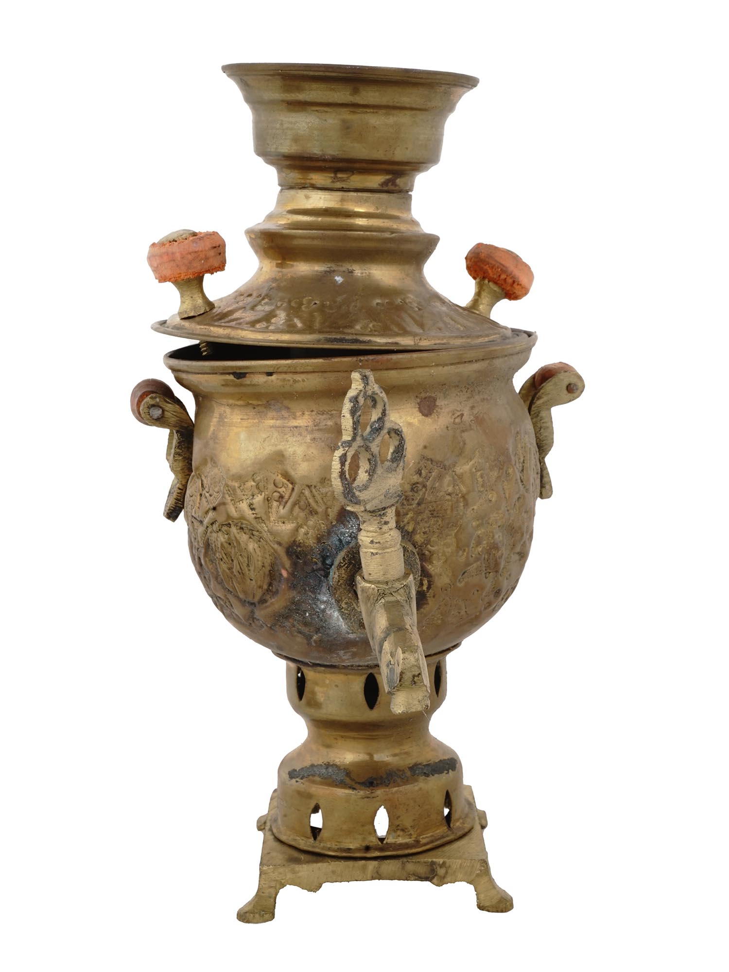 ANTIQUE EARLY 20TH C. PERSIAN BRASS SAMOVAR SET PIC-4